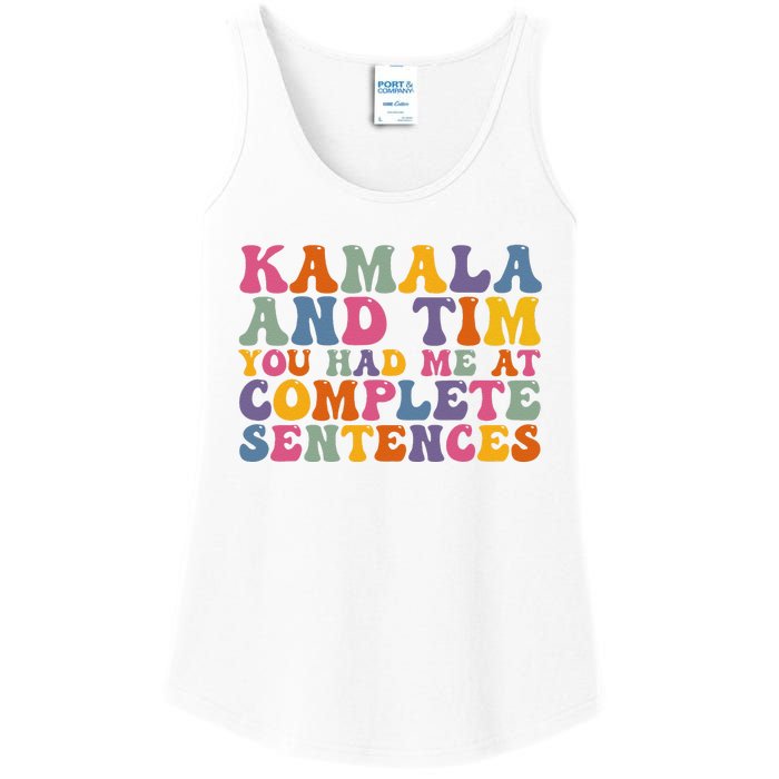 Kamala And Tim You Had Me At Complete Sentences Retro Groovy Ladies Essential Tank