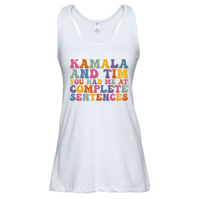 Kamala And Tim You Had Me At Complete Sentences Retro Groovy Ladies Essential Flowy Tank