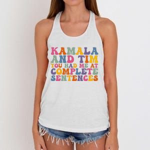 Kamala And Tim You Had Me At Complete Sentences Retro Groovy Women's Knotted Racerback Tank