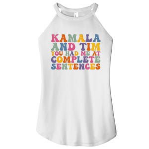 Kamala And Tim You Had Me At Complete Sentences Retro Groovy Women's Perfect Tri Rocker Tank