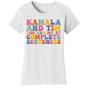 Kamala And Tim You Had Me At Complete Sentences Retro Groovy Women's T-Shirt