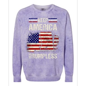 Keep America Trumpless America Flag Retro Patriotic Colorblast Crewneck Sweatshirt