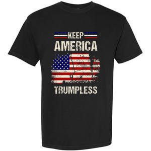 Keep America Trumpless America Flag Retro Patriotic Garment-Dyed Heavyweight T-Shirt