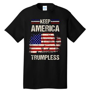 Keep America Trumpless America Flag Retro Patriotic Tall T-Shirt