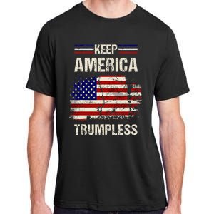 Keep America Trumpless America Flag Retro Patriotic Adult ChromaSoft Performance T-Shirt