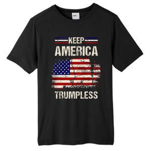 Keep America Trumpless America Flag Retro Patriotic Tall Fusion ChromaSoft Performance T-Shirt