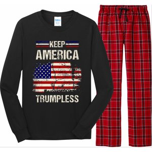 Keep America Trumpless America Flag Retro Patriotic Long Sleeve Pajama Set