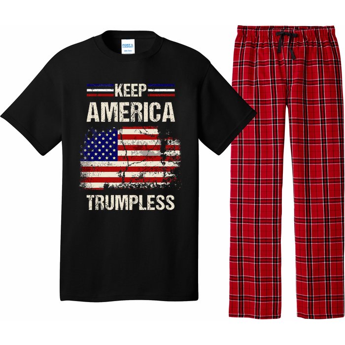 Keep America Trumpless America Flag Retro Patriotic Pajama Set