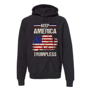 Keep America Trumpless America Flag Retro Patriotic Premium Hoodie