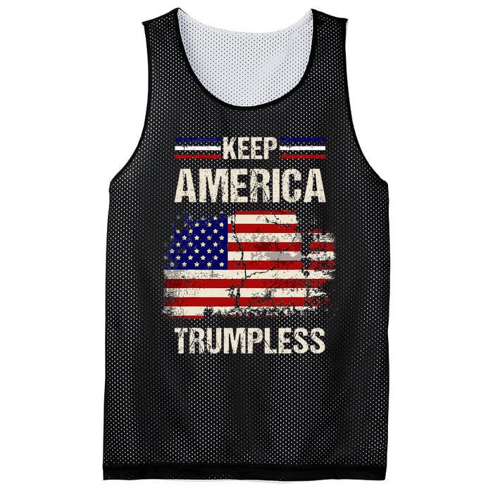 Keep America Trumpless America Flag Retro Patriotic Mesh Reversible Basketball Jersey Tank