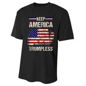 Keep America Trumpless America Flag Retro Patriotic Performance Sprint T-Shirt