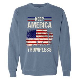 Keep America Trumpless America Flag Retro Patriotic Garment-Dyed Sweatshirt