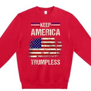 Keep America Trumpless America Flag Retro Patriotic Premium Crewneck Sweatshirt