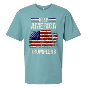 Keep America Trumpless America Flag Retro Patriotic Sueded Cloud Jersey T-Shirt