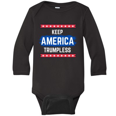 KEEP AMERICA TRUMPLESS Baby Long Sleeve Bodysuit