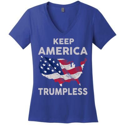 KEEP AMERICA TRUMPLESS Women's V-Neck T-Shirt