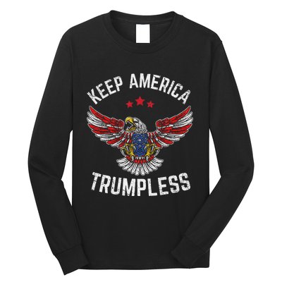 Keep America Trumpless Eagle USA Flag Long Sleeve Shirt