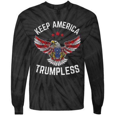 Keep America Trumpless Eagle USA Flag Tie-Dye Long Sleeve Shirt