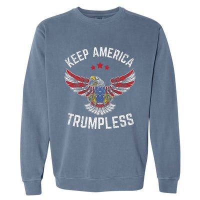 Keep America Trumpless Eagle USA Flag Garment-Dyed Sweatshirt