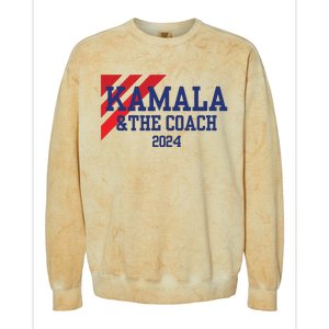 Kamala And The Coach 2024 Kamala Harris Tim Walz Colorblast Crewneck Sweatshirt