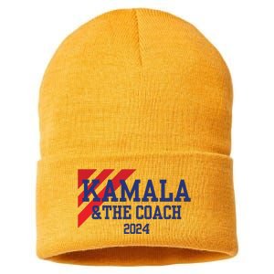 Kamala And The Coach 2024 Kamala Harris Tim Walz Sustainable Knit Beanie