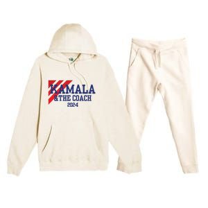 Kamala And The Coach 2024 Kamala Harris Tim Walz Premium Hooded Sweatsuit Set