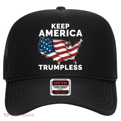 Keep America Trumpless Gift High Crown Mesh Back Trucker Hat