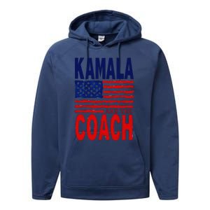 Kamala And The Coach 2024 Election Kamala Harris Tim Walz Performance Fleece Hoodie