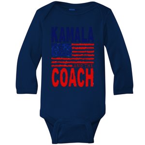 Kamala And The Coach 2024 Election Kamala Harris Tim Walz Baby Long Sleeve Bodysuit