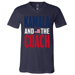 Kamala And The Coach 2024 Election Kamala Harris Tim Walz V-Neck T-Shirt