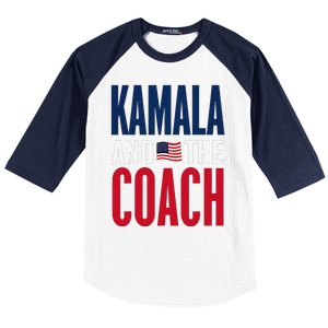 Kamala And The Coach 2024 Election Kamala Harris Tim Walz Baseball Sleeve Shirt