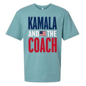 Kamala And The Coach 2024 Election Kamala Harris Tim Walz Sueded Cloud Jersey T-Shirt