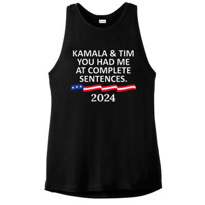 Kamala And Tim You Had Me At Complete Sentences Ladies PosiCharge Tri-Blend Wicking Tank