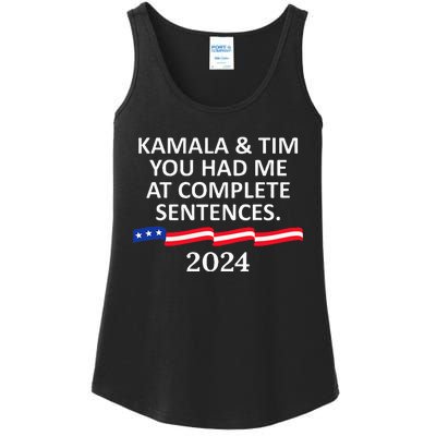 Kamala And Tim You Had Me At Complete Sentences Ladies Essential Tank