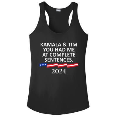 Kamala And Tim You Had Me At Complete Sentences Ladies PosiCharge Competitor Racerback Tank