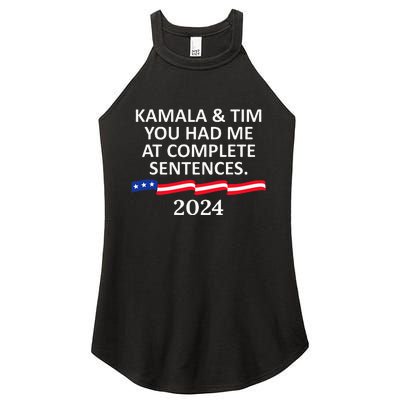 Kamala And Tim You Had Me At Complete Sentences Women's Perfect Tri Rocker Tank