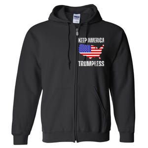 Keep America Trumpless 2024 Usa Map Full Zip Hoodie