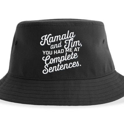 Kamala And Tim You Had Me At Complete Sentences Sustainable Bucket Hat