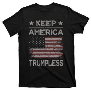 Keep America Trumpless Anti Trump Distressed American Flag T-Shirt