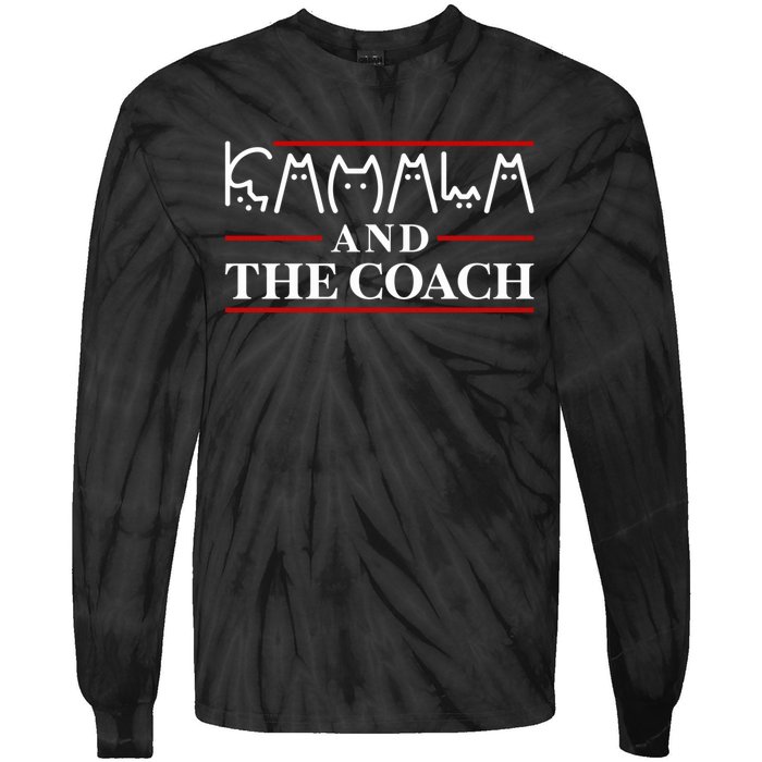 Kamala And The Coach  Childless Cat Ladies For Harris 2024 Tie-Dye Long Sleeve Shirt