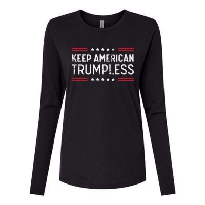 Keep America Trumpless Anti Trump Distressed American Flag Womens Cotton Relaxed Long Sleeve T-Shirt