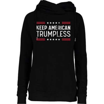 Keep America Trumpless Anti Trump Distressed American Flag Womens Funnel Neck Pullover Hood