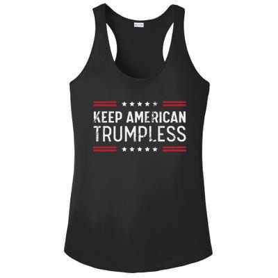 Keep America Trumpless Anti Trump Distressed American Flag Ladies PosiCharge Competitor Racerback Tank