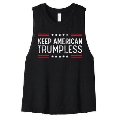 Keep America Trumpless Anti Trump Distressed American Flag Women's Racerback Cropped Tank