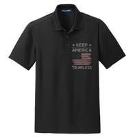 Keep America Trumpless Anti Trump Distressed American Flag Dry Zone Grid Polo