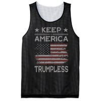 Keep America Trumpless Anti Trump Distressed American Flag Mesh Reversible Basketball Jersey Tank