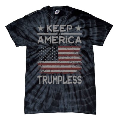 Keep America Trumpless Anti Trump Distressed American Flag Tie-Dye T-Shirt