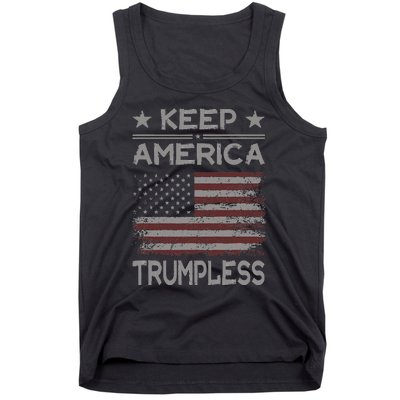 Keep America Trumpless Anti Trump Distressed American Flag Tank Top