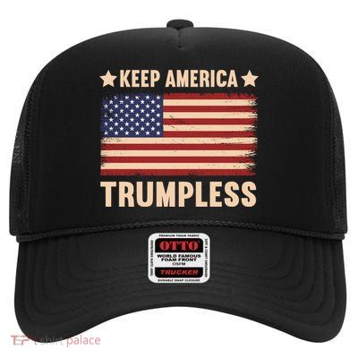 Keep America Trumpless Gift High Crown Mesh Back Trucker Hat