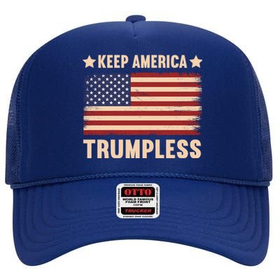 Keep America Trumpless Gift High Crown Mesh Back Trucker Hat